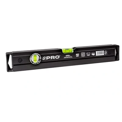 Immagine di PRO800 Livella a bolla 40cm fresata su un lato con Profilo Ergonomico ERS+ (Easy Reading System) e precisa tappi di chiusura antiurto Colore Nero