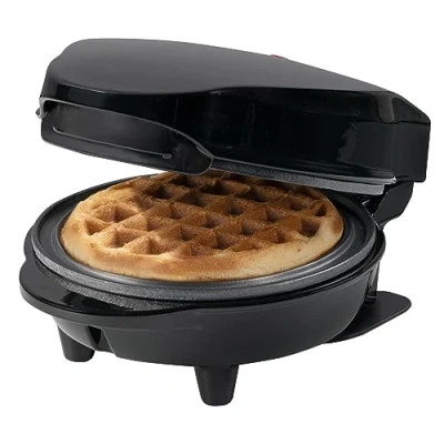 Immagine di Bestron Waffle Maker, Piastra per waffel mini Ø10 cm, piccola macchina con rivestimento antiaderente, compleanni di bambini, feste famiglia, Pasqua o Natale, 550 watt, colore: nero