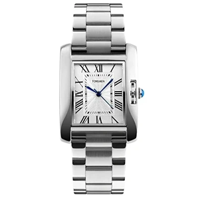 Immagine di TONSHEN Donna e Ragazza Acciaio Inossidabile Orologio Analogico Quarzo Orologi da Polso (Argento)