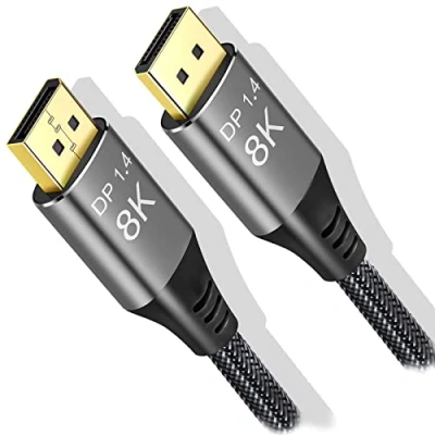 Immagine di Angusplay 8K Cavo DisplayPort 1.4 3m / 0.5m 1.5m 5m 7m 10m, Ultra HD 4K@144Hz, 8K@60Hz, HBR3 (risoluzione 7680x4320), alta velocità 32.4Gbps, lungo Display Port DP 1.2 intrecciato