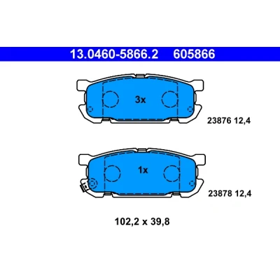 Immagine di ATE 13.0460 5866.2 Kit pastiglie freno con segnalatore acustico usura MAZDA: MX 5 2