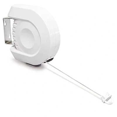 Immagine di Relaxdays Filo Stendibiancheria Allungabile, Fino a 12 Metri, Plastica, Sistema Rullo, Balcone e Giardino, Bianco, 1 pz unità
