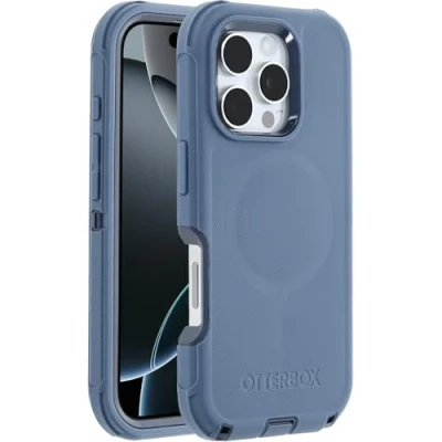 Immagine di OtterBox Cover Defender Series MagSafe per iPhone 16 Pro, custodia protettiva antiurto, a prova di caduta, protezione estrema, testata 7x norme MIL STD 810G, Blu, Senza Retail Package