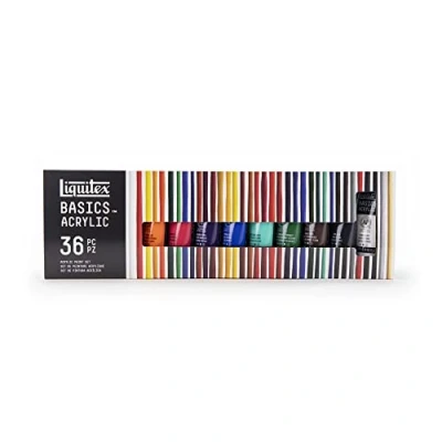 Immagine di LIQUITEX 3699404 Basics Pittura acrilica, Pigmenti per artisti monopigmentati, Resistente alla luce, durevole nel tempo, Finitura satinata, Set di colori 36 Tubetti da 22 ml