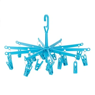 Immagine di HANGERWORLD Stendibiancheria in Plastica con 20 Mollette Salvaspazio per Calzini e Biancheria Intima