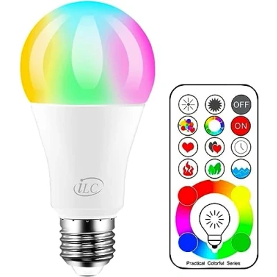 Immagine di iLC LED Lampadine Colorate Edison Cambiare Colore Lampadina RGB+Bianco Freddo 5700K Dimmerabile 120 Scelte di 10 Watt E27 RGBW a Colori Telecomando Incluso