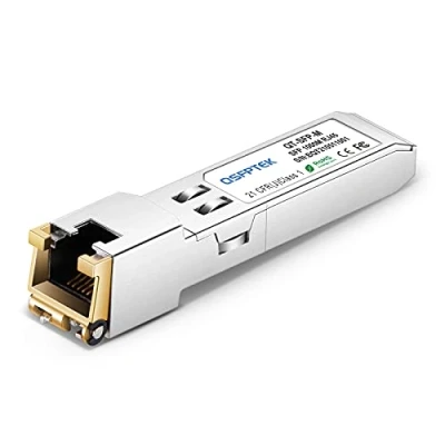 Immagine di QSFPTEK 1.25G SFP RJ45 Copper Modulo 1000BASE T Transceiver per Cisco GLC T/SFP GE T, Ubiquiti UF 1G, Mikrotik, Supermicro, altri switch aperti