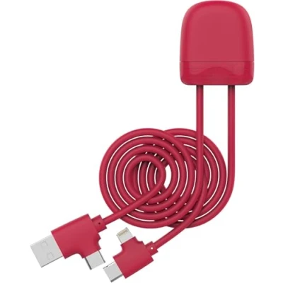 Immagine di Xoopar Ice Cable Cavo di ricarica multi USB, USB C, Lightning da 1 metro con trasferimento dati per smartphone Iphone, Samsung, Huawei, Xiaomi, Wiko, LG, tablet Rosso