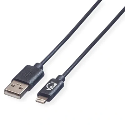 Immagine di Value Cavo USB 2.0 Spina A, Connettore Apple Lightning 0.15 m Nero Schermato 11.99.8326