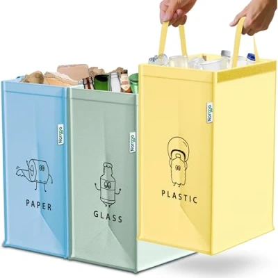 Immagine di Norggo Set di 3 Borse per Raccolta Differenziata, 40L Bidoni Differenziata da Interno Carta, Cestini Spazzatura Ecologici