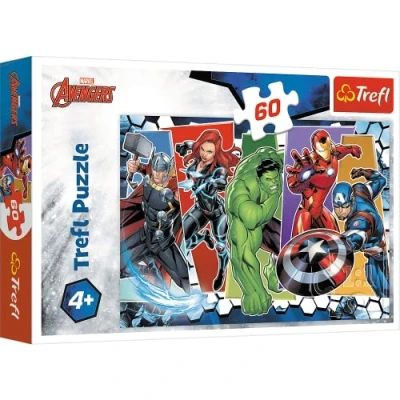 Immagine di Trefl Unbesiegbare Rächer, Marvel 60 Elementi, Invincibili Avengers, per Bambini dai 4 Anni Puzzle, Colore Ruote, 17357