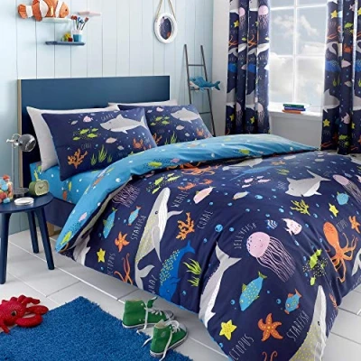 Immagine di Bedlam Sea Life Set Copripiumino Glow in The Dark, Cotone, Multicolore, Double