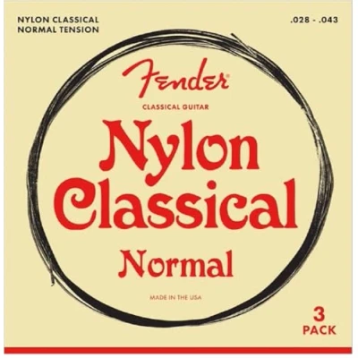 Immagine di Fender® »NYLON CLASSICAL GUITAR STRINGS 3 PACK« Confezione di set Corde per Chitarra Classica Tie Ends Normal Tension