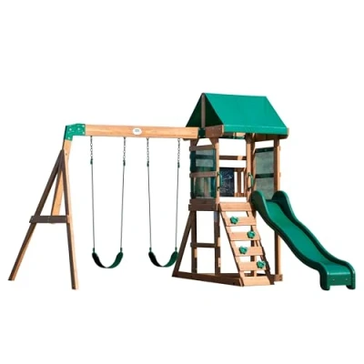 Immagine di Backyard Discovery Buckley Hill Casetta per bambini in legno Giochi Giardino con Altalene/scivolo/sabbiera/scala di arrampicata Giardino,