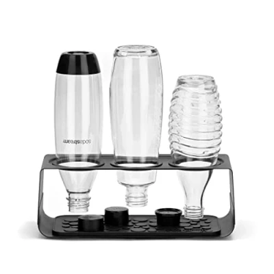 Immagine di sodastream Portabottiglie con tappetino scolapiatti, adatto a tutte le bottiglie, nero, 34,6 x 14,8 12,6 cm