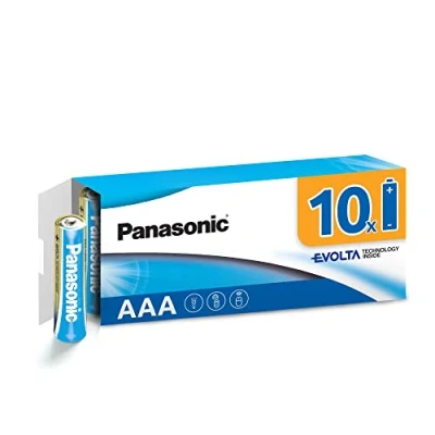 Immagine di Panasonic EVOLTA TECHNOLOGY INSIDE, AAA Micro LR03, confezione da 10 in imballaggio privo di plastica, 1,5 V, batteria con energia a lunga durata, alcalina