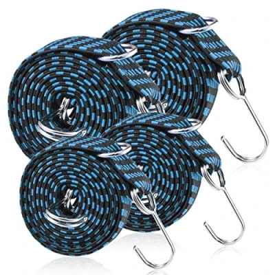Immagine di Cinghie Elastiche,Corde Elastiche,4 Extra Forti Estensibili Cavi Elastici Con Ganci Universali,Corde Elastiche Piatte Ganci,Corde