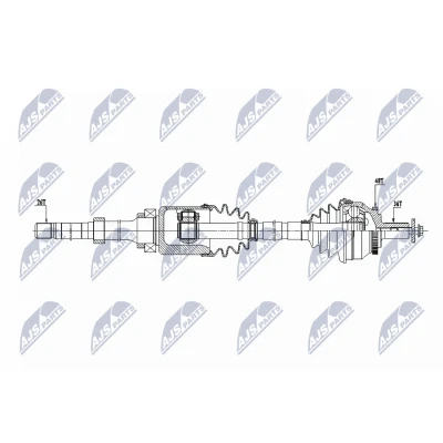 Immagine di NTY NPW VV 129 Albero motore / Semiasse Assale anteriore Dx 978, 513 con bullone/vite VOLVO: S60 I, V70 2