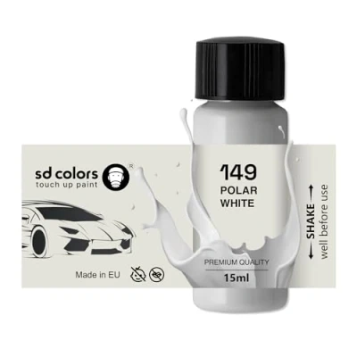 Immagine di SD COLORS GLACIER WHITE 149 Vernice per ritocchi da 15 ML, riparazione graffi e scheggiature, codice colore 149, bianco lucido (solo vernice)