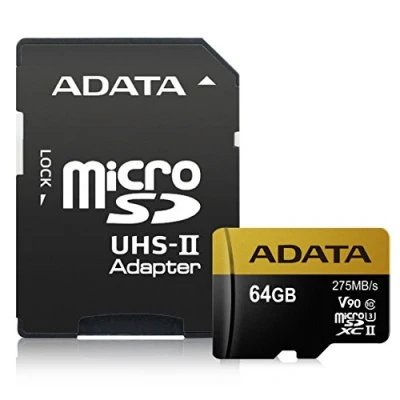 Immagine di ADATA AUSDX64GUII3CL10 CA1 Micro SDXC Class 10 UHS II U3 V90, Nero/Oro