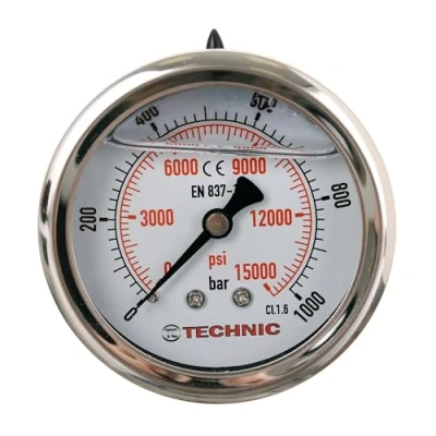 Immagine di Manometro glicerina riempita 63 mm 0 1000 Bar 15000 PSI 1/4&quot; indicatore di pressione