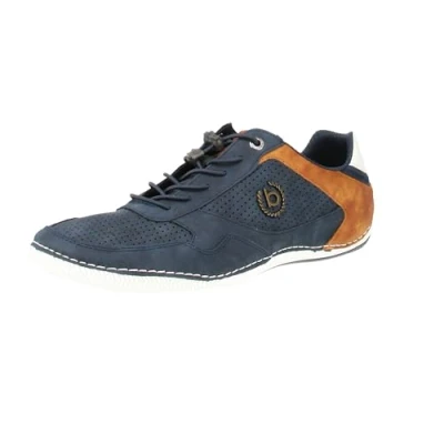 Immagine di bugatti Sneakers casual con suola flessibile, scarpe stringate memory foam, lacci elastici Uomo, Blu Scuro, 43 EU