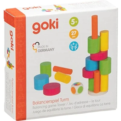 Immagine di goki 56762 Gioco di bilancio colorato a Torre, Giocattolo in Legno, Classico, abilità, Legno faggio, Made Germany