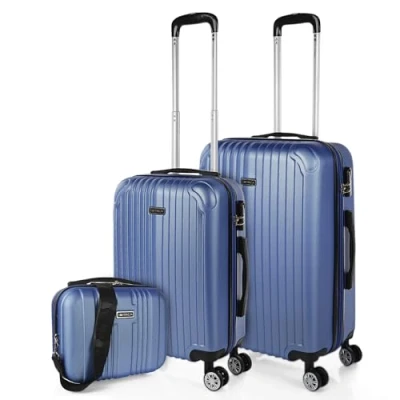 Immagine di ITACA Set Valigie Rigide Offerte. Valigia Grande Rigida, Media Rigida e Bagaglio a Mano. di con Lucchetto Combinazione TSA, Blu zaffiro