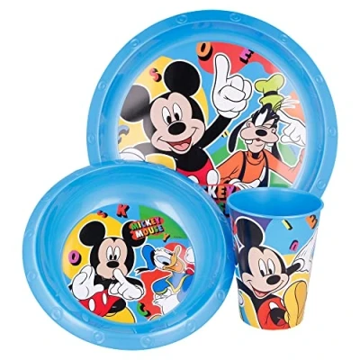 Immagine di STOR Set 3 Pezzi (Piatto, Ciotola e Bicchiere Easy 260 ML) Mickey Cool Summer, Multicolore, Estándar
