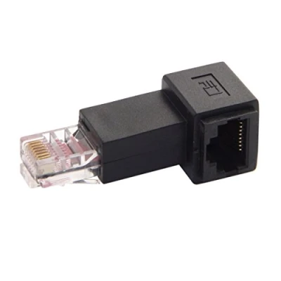 Immagine di JSER Adattatore per cavo di rete/LAN/Ethernet, ad angolo retto 90 gradi sinistro, tipo 8P8C/FTP/STP/UTP Cat 5e, da maschio a femmina