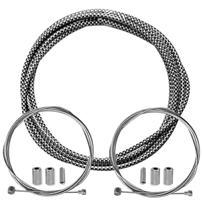 Immagine di cyclingcolors Guaina freno bicicletta con cavo terminali kit anteriore posteriore compatibile Shimano Sram città strada vtt performance, Carbonio