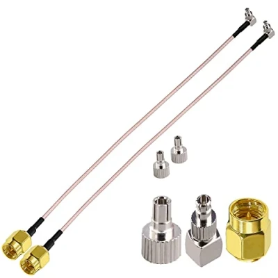 Immagine di TUOLNK Confezione da 2 SMA maschio a CRC9 / TS9 Cavo doppio connettore ad angolo retto coassiale prolunga RG316 RF 0,98 piedi (30 cm)