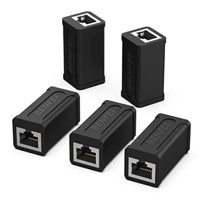 Immagine di BENFEI accoppiatore in linea RJ45, Ethernet Cat5e Cat7 Cat6 da 5 pezzi femmina a