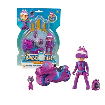 Immagine di Giochi Preziosi Petronix Defender Emma e Kitt 10, Missione con Motocicletta Zaino Removibile Giocattolo, Personaggio Action Figure 7 cm, Supereroe Trasformabile per Bambini dai 3 anni