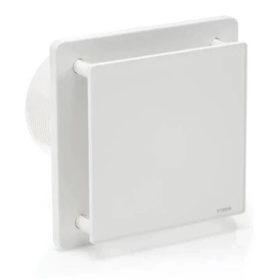 Immagine di STERR Ventilatore da bagno bianco 125 mm con HYGROSTAT Frontale in vetro Aspetto moderno BFS125H 20 W