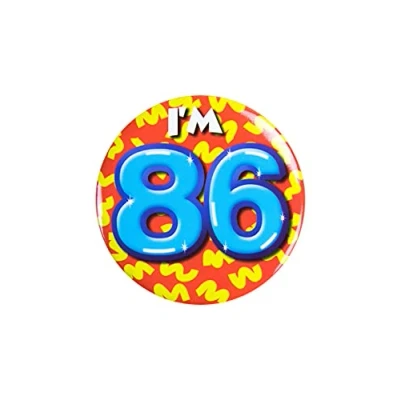Immagine di PD Party 6014786 Compleanno Distintivo/Spillo Badge Celebrazione Festa I&#039;m 86, Multicolore, 5.5cm Lunghezza x Larghezza 0.5cm Altezza