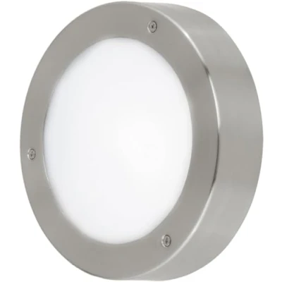 Immagine di Eglo Lampada da soffitto a LED per esterni Vento 2. 1 luce parete e soffitto, in acciaio inox vetro, colore: argento, bianco, IP44
