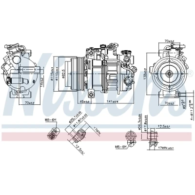 Immagine di NISSENS 890717 Compressore Aria Condizionata PXC14 12 PAG 46 R 134a MERCEDES BENZ: Classe C t modell, Sprinter 3.5 Van
