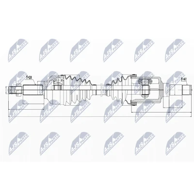 Immagine di NTY NPW FR 073 Albero motore / Semiasse Assale anteriore Sx, 752 FORD: Transit Custom V362 Van, V363 Van