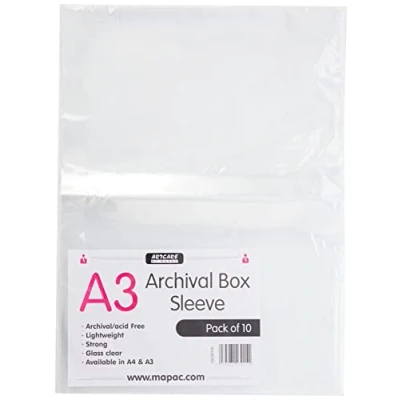 Immagine di Artcare 15142001 Buste per archivio, formato A3, confezione da 10 (non perforate), materiale sintetico, 45,5 x 0,1 35,5 cm