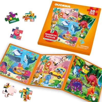 Immagine di QUOKKA Magnetic Puzzle Bambini 3 anni Giochi Magnetici per 2 da Viaggio 4 Libro Magnetico 36 pezzi Intrattenere in Aereo