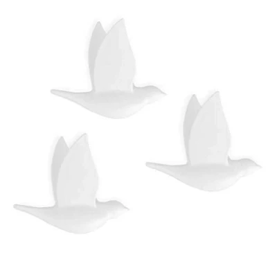 Immagine di Balvi Appendino parete Birdie Colore bianco Set di 3 pezzi con forma rondine Plastica PS