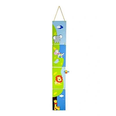 Immagine di Mousehouse Gifts Metri da Parete Righello di Altezza Grafico in Legno per Bambini a Tema Safari Animali Metro la cameretta o Stanza Letto e Bambine