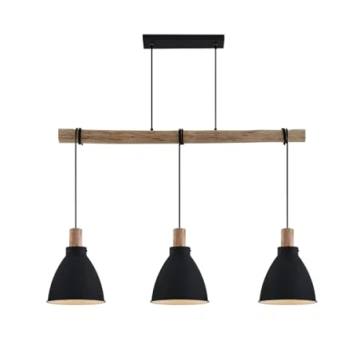 Immagine di lampada a sospensione &#039;Trebale&#039; dimmerabile (Scandinavo) colore Nero, in Metallo ad es. Soggiorno &amp; Sala da pranzo (3 luci, E27) di Lindby sospensione, soffitto,