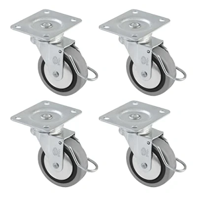 Immagine di Amig Confezione da 4 ruote per mobili mod. 2503 con freno a piastrella e cuscinetti Misura: diametro 50 mm Carico massimo ruota: 25 kg Realizzate in gomma Colore grigio