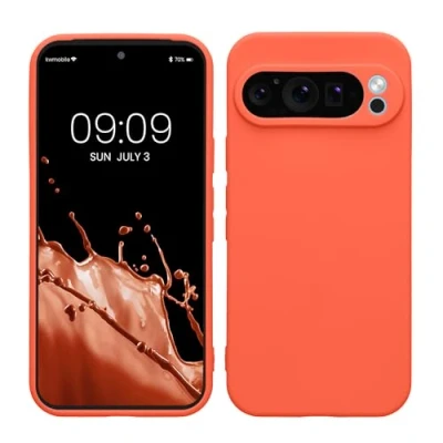 Immagine di kwmobile Custodia Compatibile con Google Pixel 9 Pro Cover Back Case per Smartphone in Silicone TPU Protezione Gommata corallo vivo