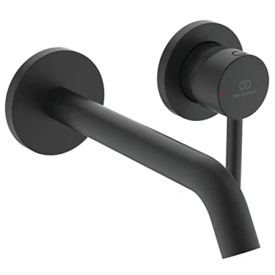 Immagine di Ideal Standard Ceraline, Miscelatore monocomando per lavabo installazione a parete, Parti esterne, Nero seta