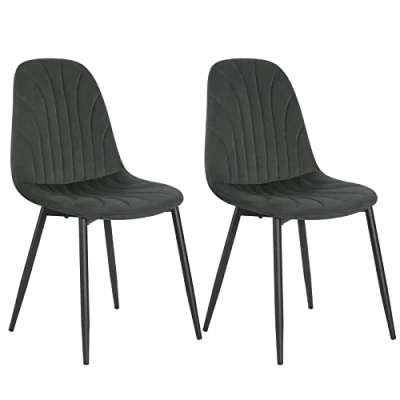 Immagine di Lestarain Set di 2 Sedie per Sala da Pranzo in Velluto, Cucina con Schienale Ergonomico, Seduta Imbottita, Gambe Metallo, Camera Letto, Salotto, Grigio Scuro, LCNI114001