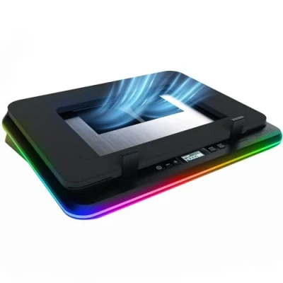 Immagine di KLIM Turbofrost Base raffreddamento PC Portatile 4 turbo ventole fino, x 4000 RPM, Ventola USB C o DC, RGB, porte USB, schiuma sigillata, rapido Compatibile fino a 17
