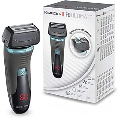 Immagine di Remington Rasoio elettrico Barba F8 Display Con i minuti di Autonomia Residua Utilizzo su asciutto e bagnato, batteria al litio, rifinitore precisione Basette, custodia, XF8705